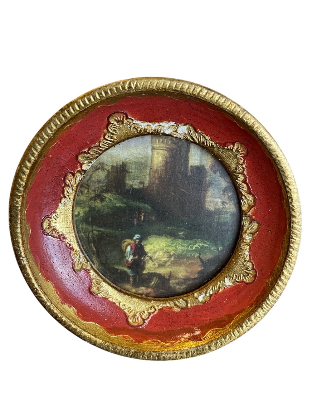 VINTAGE FLORENTINE STYLE HAND MADE IN ITALY MINIATURE WALL ART WITH GOLD GILT